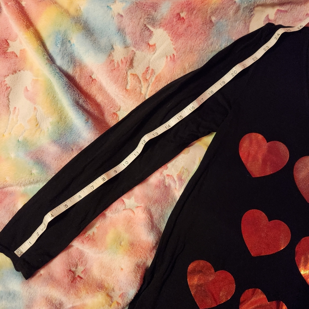 Black Long Sleeve Top with Red Hearts - Picture 3 of 5